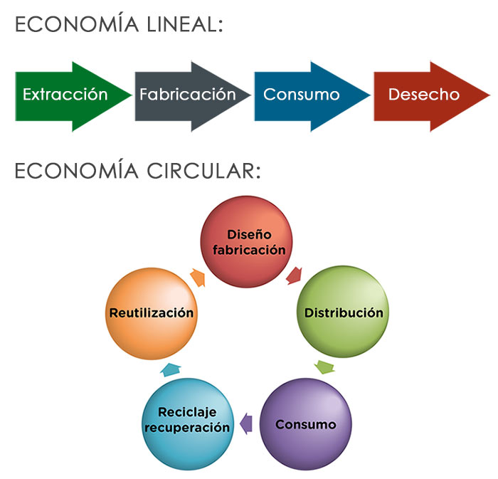 Gráfico economía circular frente a economía lineal
